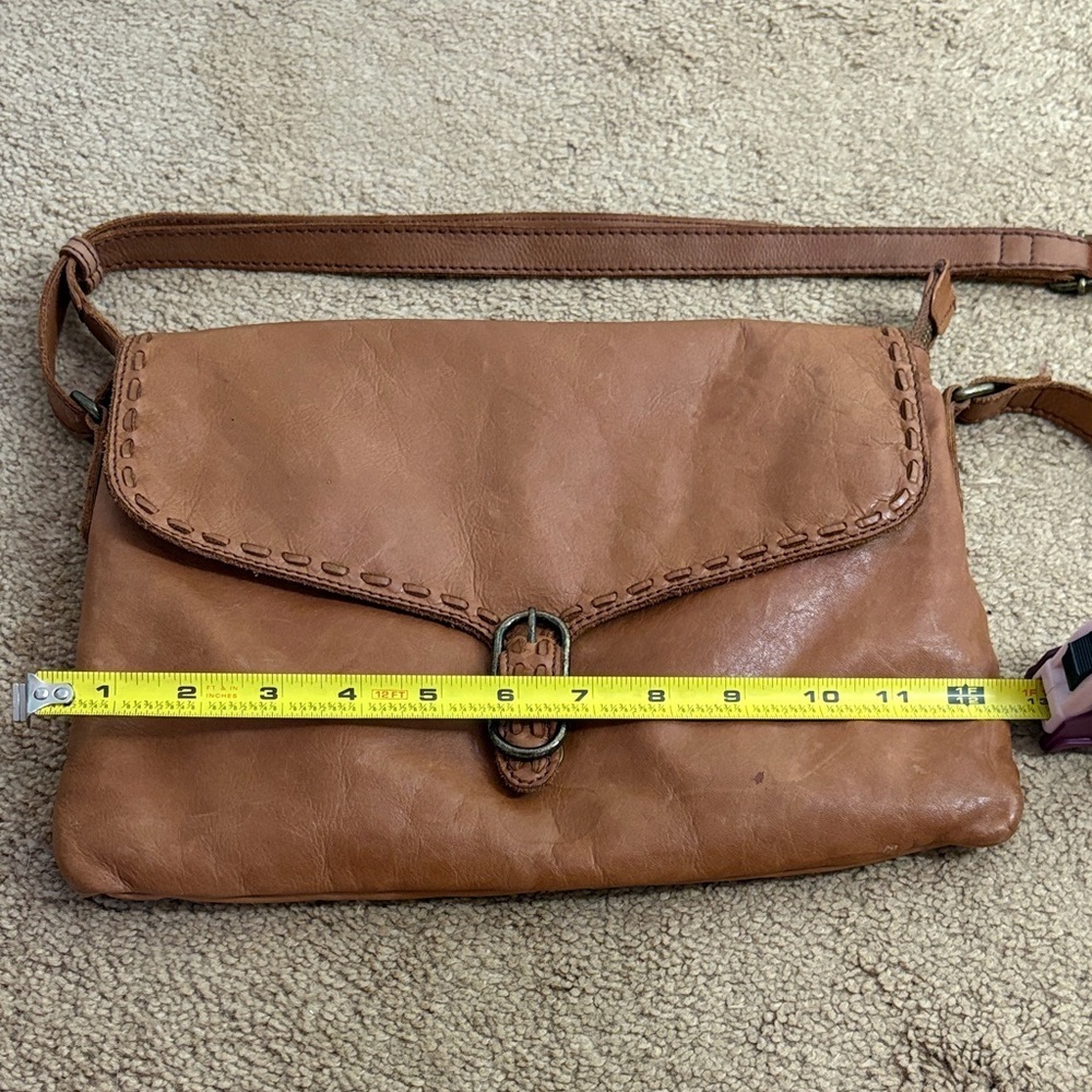 100% Genuine Brown Leather Crossbody Bag Satchel Purse Adjustable Straps Cowboy - Picture 12 of 13